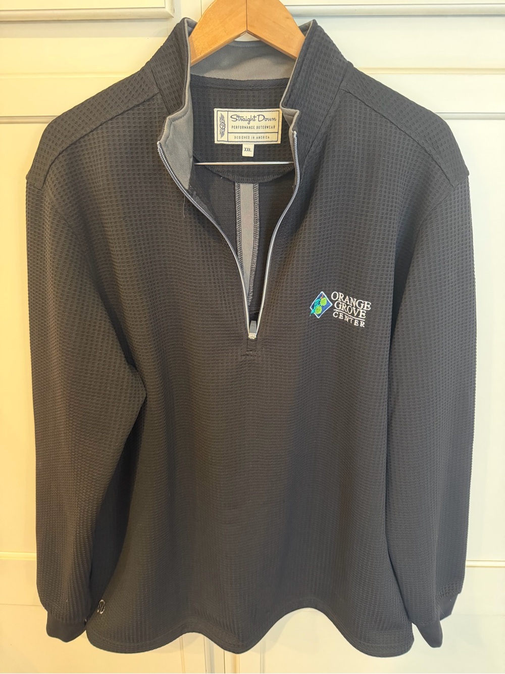 Men's straight down Charcoal Quarter-Zip Sweater